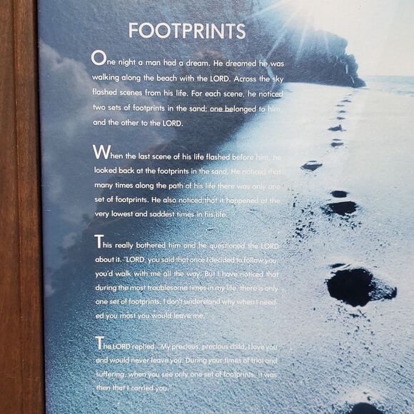 Vintage "FOOTPRINTS" Framed Art Print - Picture 2 of 6